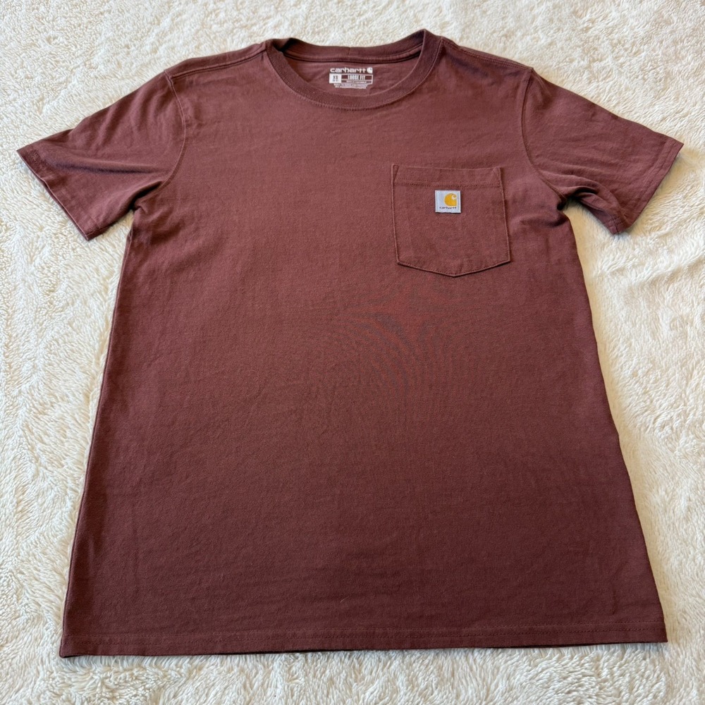 Carhartt Men's XS Maroon Loose Fit Heavyweight Pocket T-Shirt Workwear